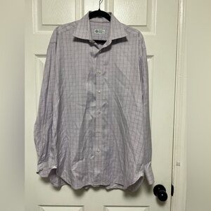 Borrelli For Borgdorf Goodman Italy Long Sleeve Purple Plaid Button Up Shirt 16